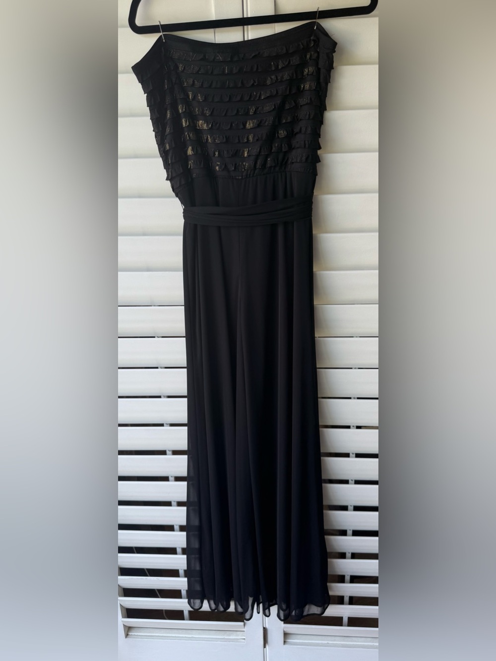 Elegant Black jumpsuit with Ruffled Bodice